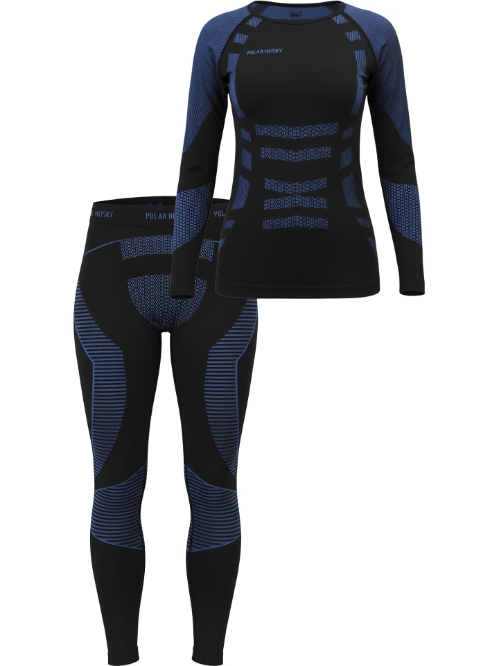 Женский функциональный спортивный комплект нижнего белья: рубашка и брюки синего/черного цвета. normani
Женский функциональный спортивный комплект нижнего белья: рубашка и брюки синего/черного цвета. normani