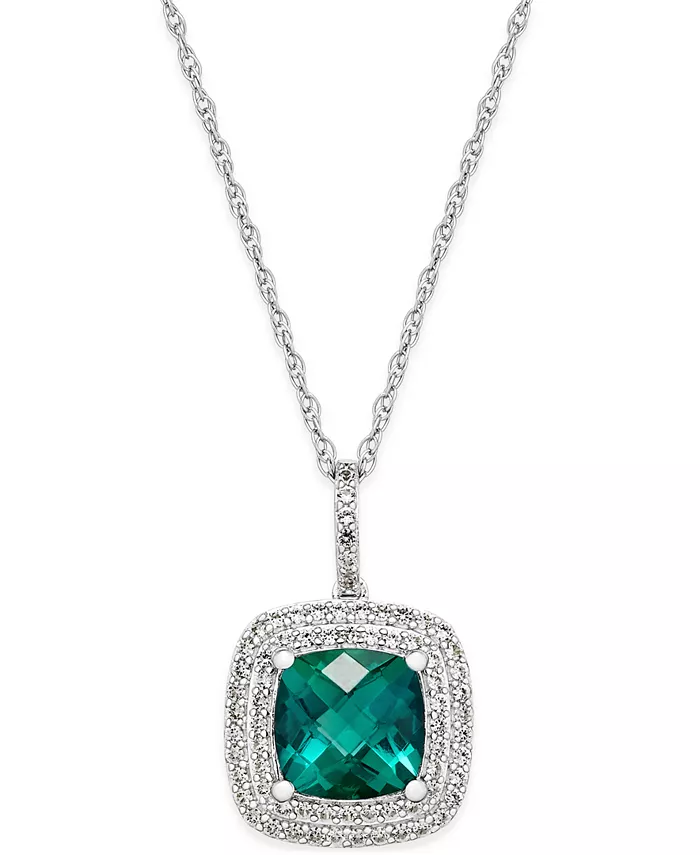 Ожерелье с подвеской из стерлингового серебра с выращенным в лаборатории изумрудом (1,5 карата) и белым сапфиром (1,3 карата) Macy's
Ожерелье с подвеской из стерлингового серебра с выращенным в лаборатории изумрудом (1,5 карата) и белым сапфиром (1,3 карата) Macy's