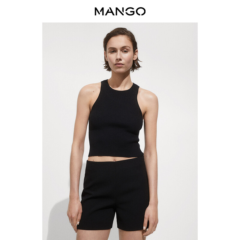 Вязаный топ Mango в рубчик с круглым вырезом, черный
Вязаный топ Mango в рубчик с круглым вырезом, черный