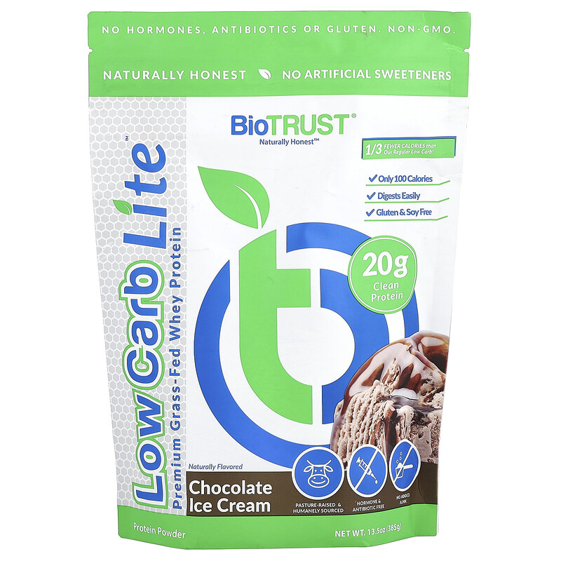 BioTRUST, Low Carb Lite , сывороточный протеин премиального качества от травяного откорма, шоколадное мороженое, 385 г (13,5 унции)
BioTRUST, Low Carb Lite , сывороточный протеин премиального качества от травяного откорма, шоколадное мороженое, 385 г (13,5 унции)