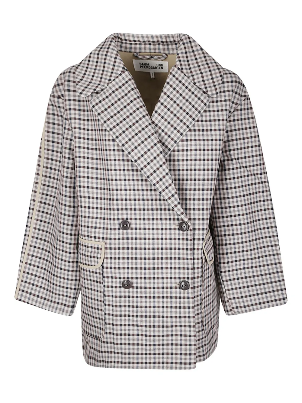 Клетчатое двубортное пальто Baum Und Pferdgarten, нейтральный
Клетчатое двубортное пальто Baum Und Pferdgarten, нейтральный