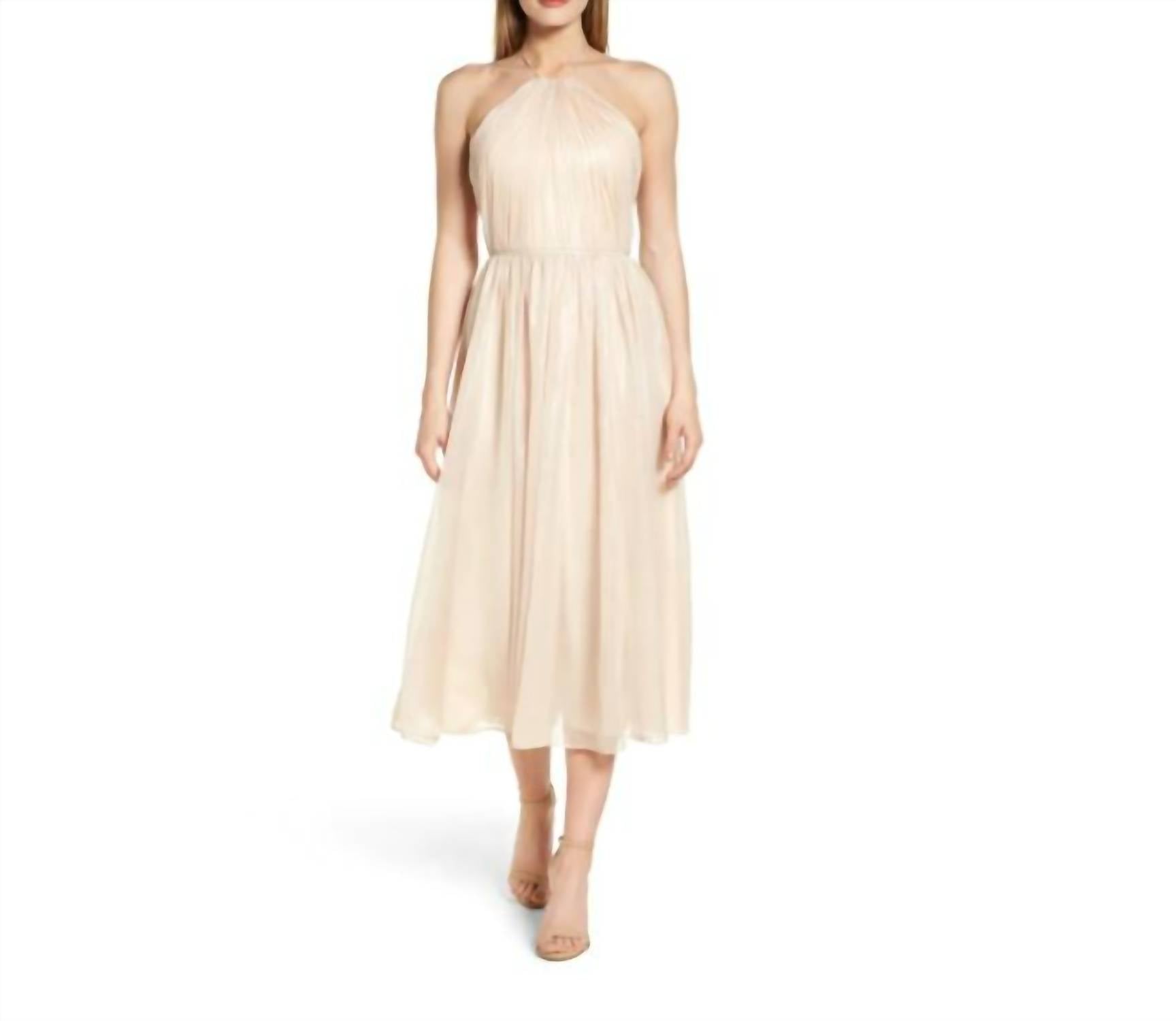 Платье миди с плиссировкой цвета шампанского бежевого цвета Vera Wang
Платье миди с плиссировкой цвета шампанского бежевого цвета Vera Wang