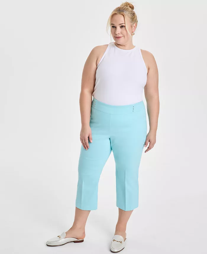 Капри с контролем живота больших размеров на резинке JM Collection, синий
Капри с контролем живота больших размеров на резинке JM Collection, синий