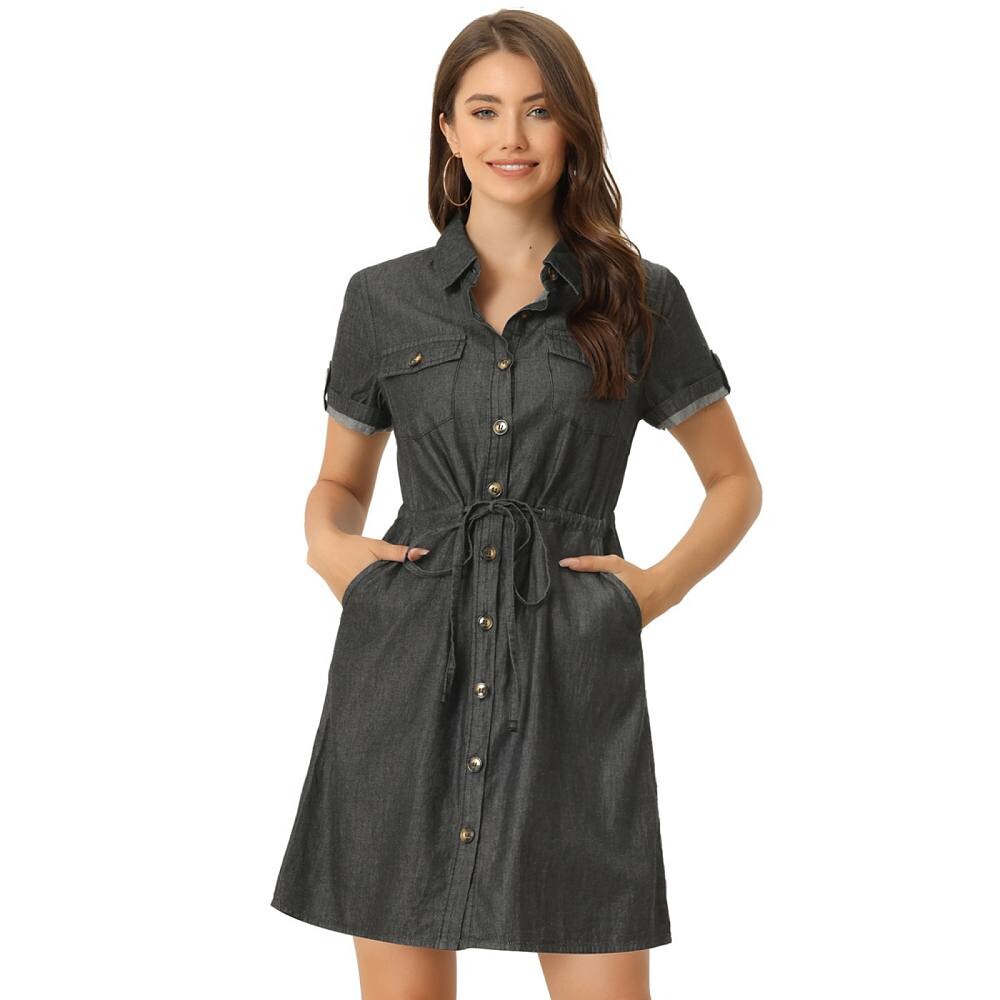 Женские повседневные летние платья с короткими рукавами на пуговицах спереди ALLEGRA K, черный
Женские повседневные летние платья с короткими рукавами на пуговицах спереди ALLEGRA K, черный