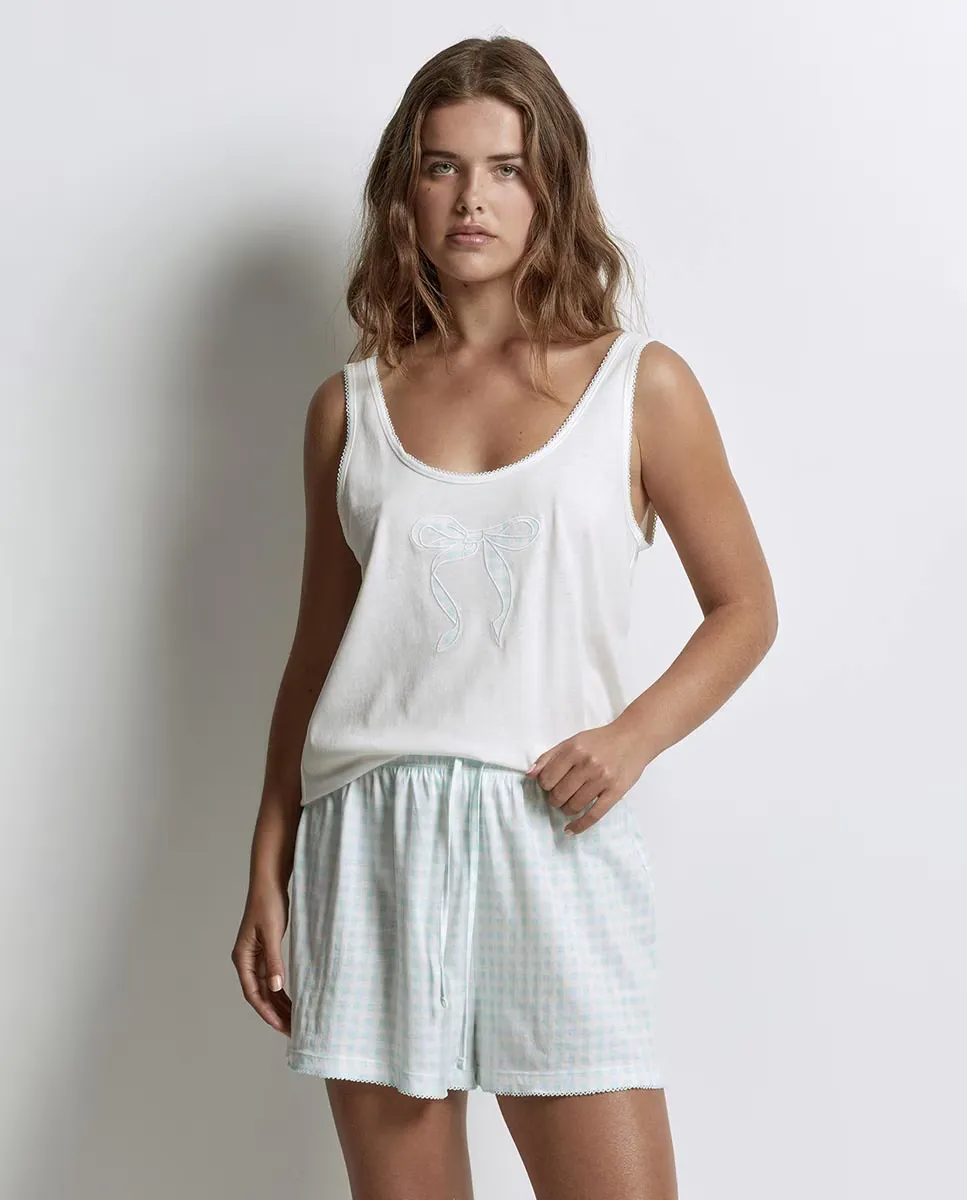 Пижама с бантом в клетку виши Sfera, зеленый
Пижама с бантом в клетку виши Sfera, зеленый