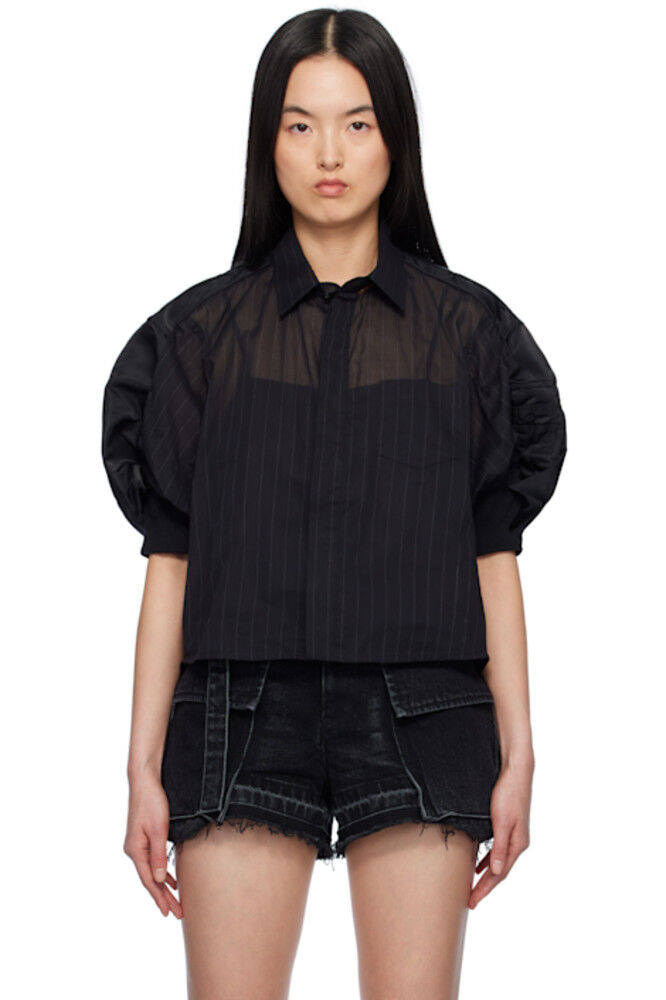 Черная рубашка из вуали с высокой круткой и нейлонового твила sacai
Черная рубашка из вуали с высокой круткой и нейлонового твила sacai