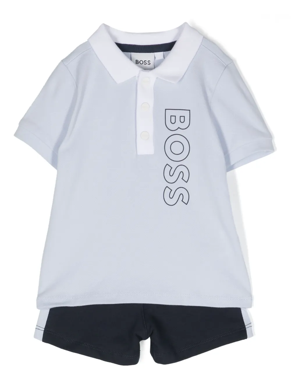 Комплект из футболки и шортов с логотипом BOSS Kidswear, синий 
Комплект из футболки и шортов с логотипом BOSS Kidswear, синий