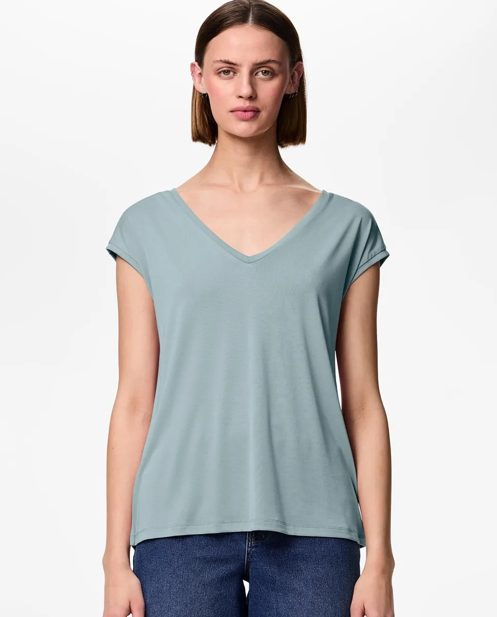 Женская базовая футболка из модала с коротким рукавом Pieces, голубой
Женская базовая футболка из модала с коротким рукавом Pieces, голубой