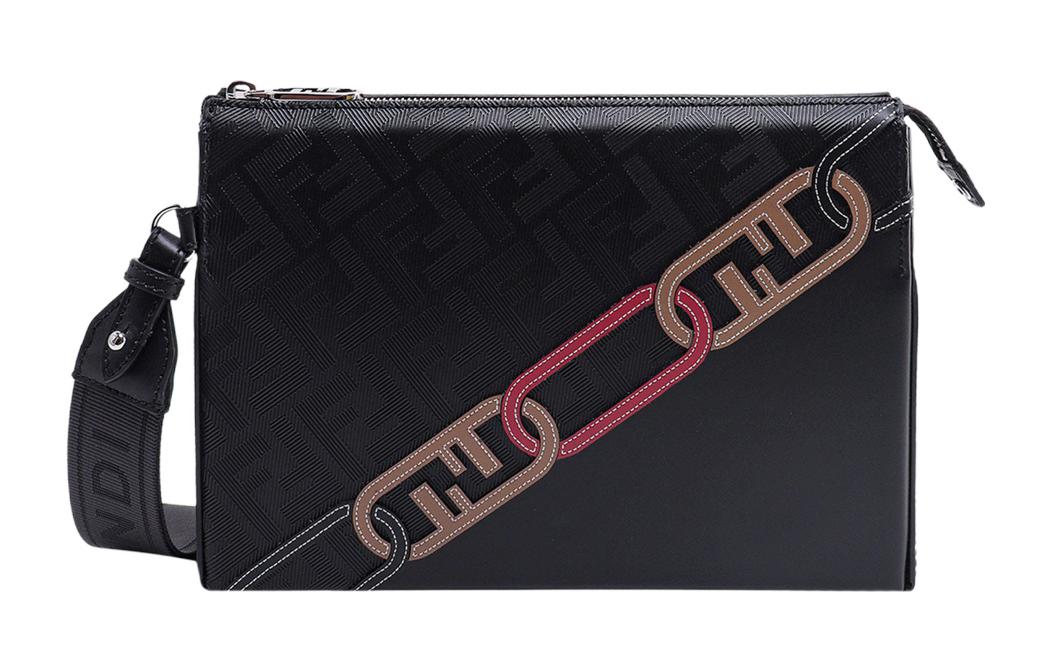 FENDI Кожаная мужская сумка на запястье клатч черная 
FENDI Кожаная мужская сумка на запястье клатч черная