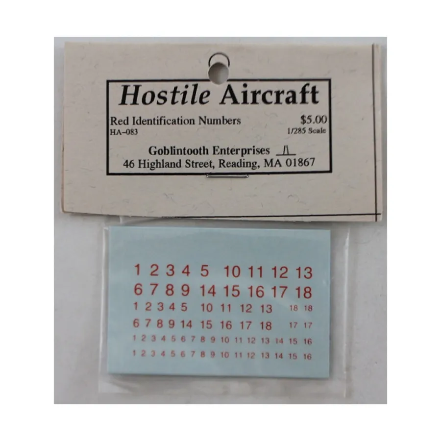 Идентификационные номера — красные, Hostile Aircraft - Decals (1:285)
Идентификационные номера — красные, Hostile Aircraft - Decals (1:285)