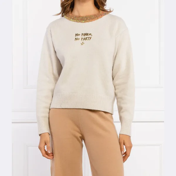 Мускатный свитер классического кроя с добавлением шерсти Pinko, бежевый
Мускатный свитер классического кроя с добавлением шерсти Pinko, бежевый