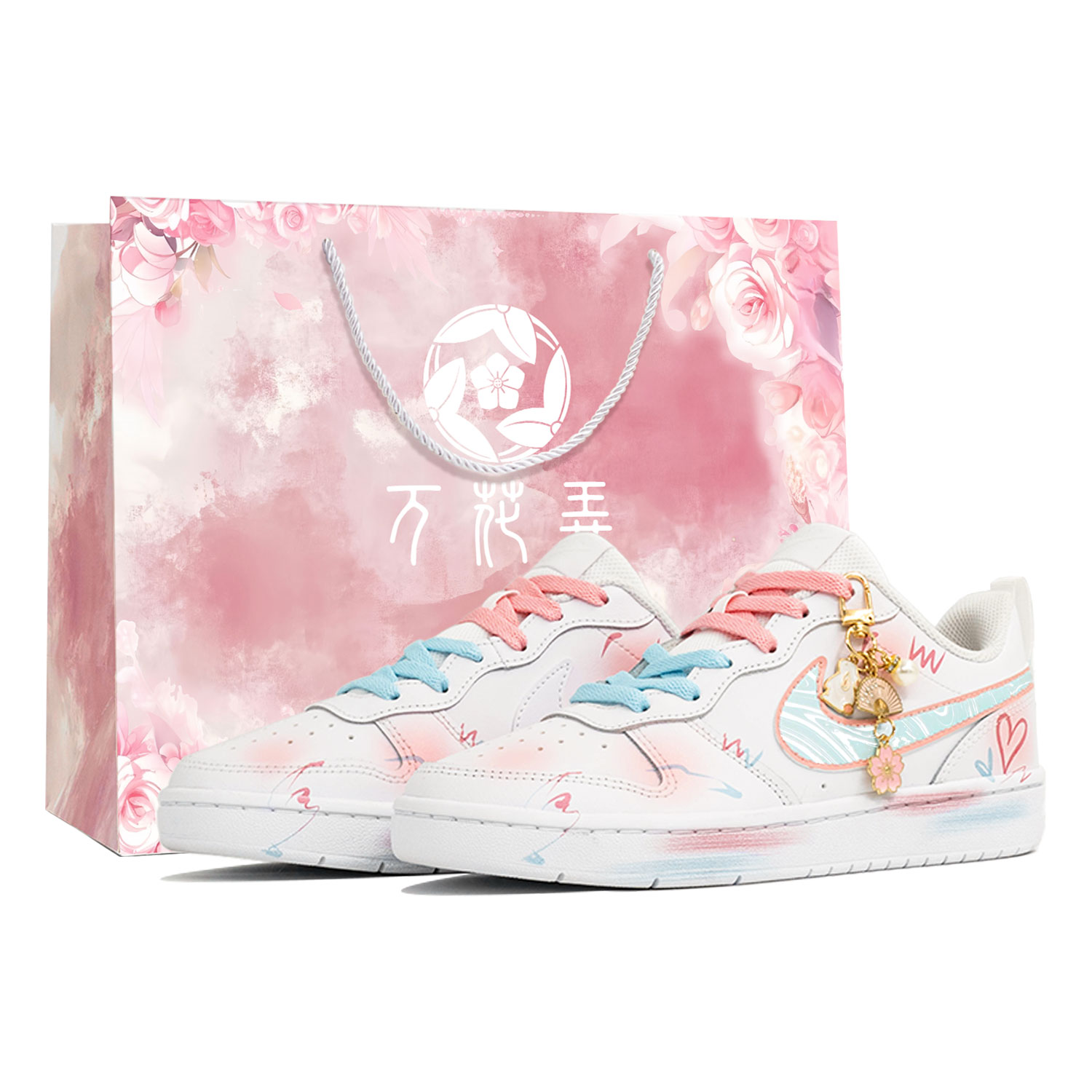 Nike Корт Боро Лоу 20 000 цветов, персиково-мятный, сумка для покупок. Детские кроссовки для скейтбординга. Белые, розовые, для подростков.
Nike Корт Боро Лоу 20 000 цветов, персиково-мятный, сумка для покупок. Детские кроссовки для скейтбординга. Белые, розовые, для подростков.