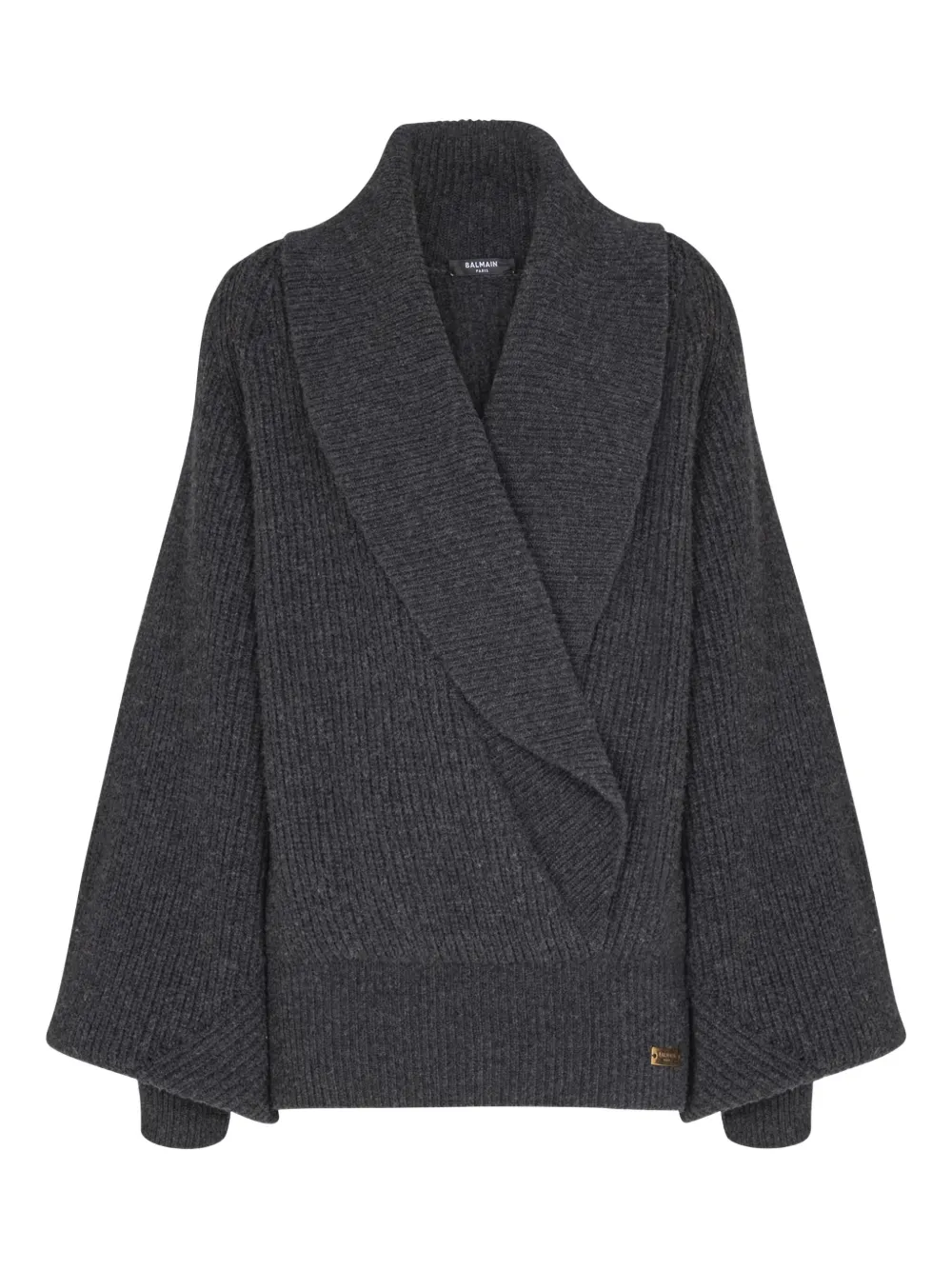 Джемпер в рубчик с запахом BALMAIN, серый
Джемпер в рубчик с запахом BALMAIN, серый