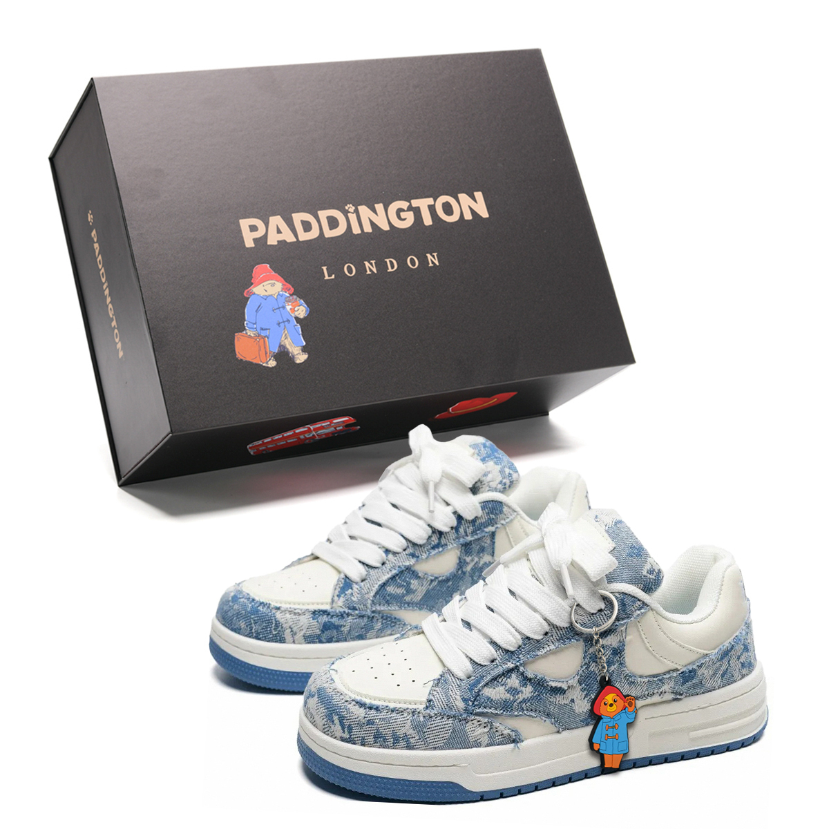 Paddington Bears Износостойкие и легкие низкие скейтерские кроссовки унисекс сине-белые (в комплекте застежка с медвежонком Паддингтоном)
Paddington Bears Износостойкие и легкие низкие скейтерские кроссовки унисекс сине-белые (в комплекте застежка с медвежонком Паддингтоном)