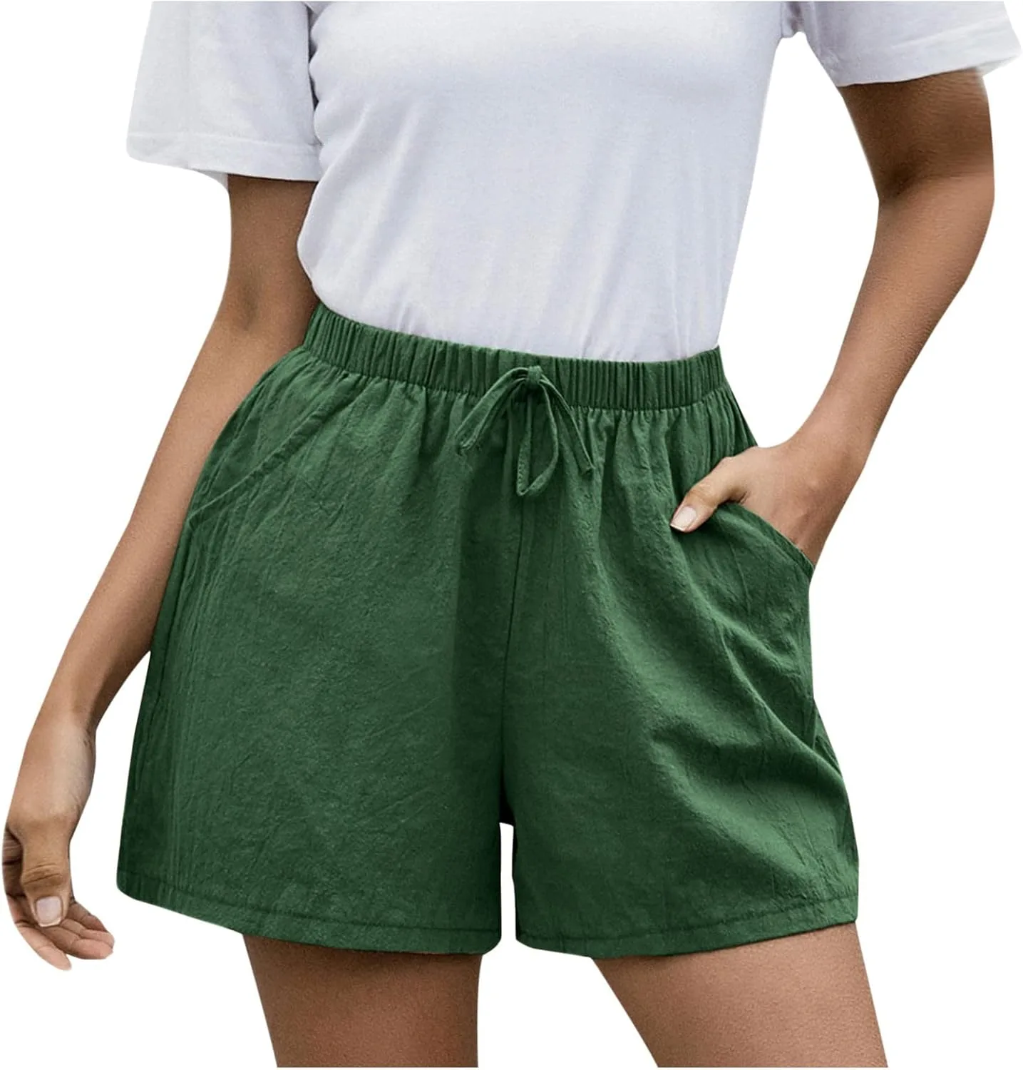 XUNRYAN Женские летние шорты из хлопка и льна с эластичным поясом и карманами
XUNRYAN Женские летние шорты из хлопка и льна с эластичным поясом и карманами