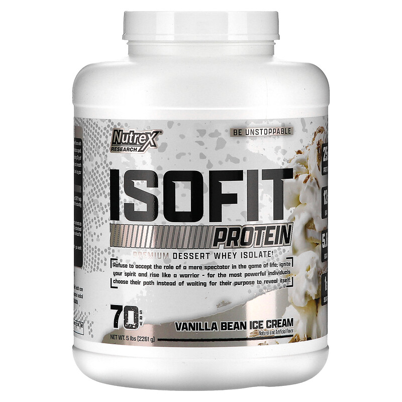 Nutrex Research, IsoFit Protein, протеин с ванильным мороженым, 2261 г (5 фунтов)
Nutrex Research, IsoFit Protein, протеин с ванильным мороженым, 2261 г (5 фунтов)
