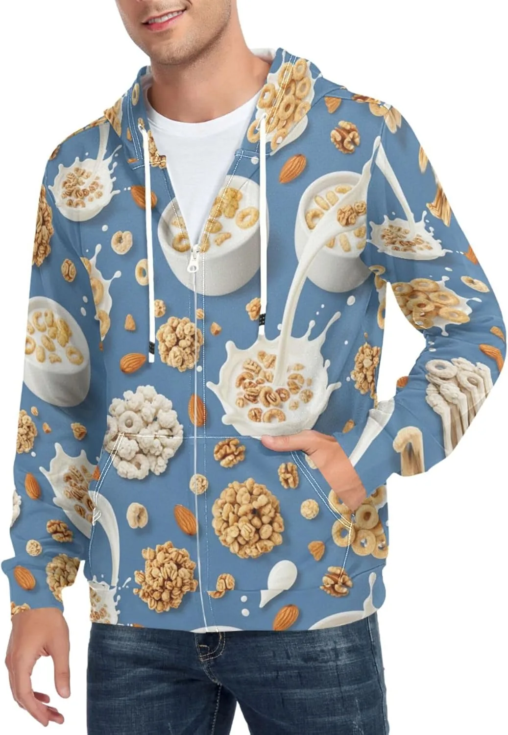 Мужская толстовка с молнией Cereal Milk Splash Pattern, с длинным рукавом и карманом CUPADA
Мужская толстовка с молнией Cereal Milk Splash Pattern, с длинным рукавом и карманом CUPADA
