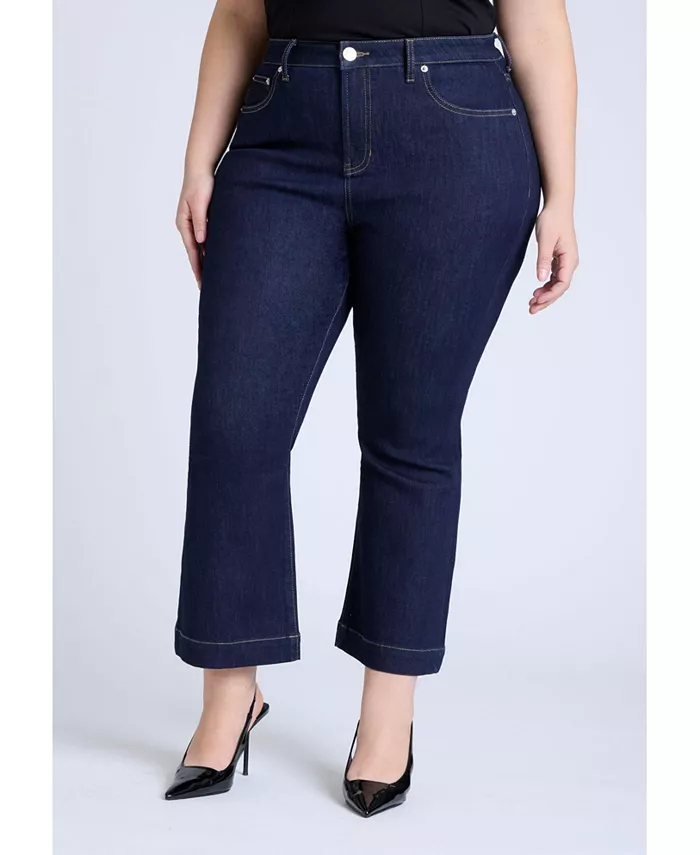 Женские укороченные джинсы Bootcut с высокой талией ELOQUII, синий 
Женские укороченные джинсы Bootcut с высокой талией ELOQUII, синий