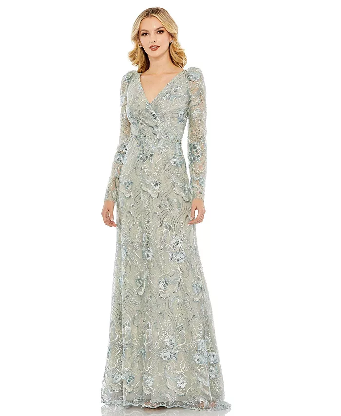 Женское вышитое платье-труба с рукавами-фонариками и запахом Mac Duggal, зеленый
Женское вышитое платье-труба с рукавами-фонариками и запахом Mac Duggal, зеленый