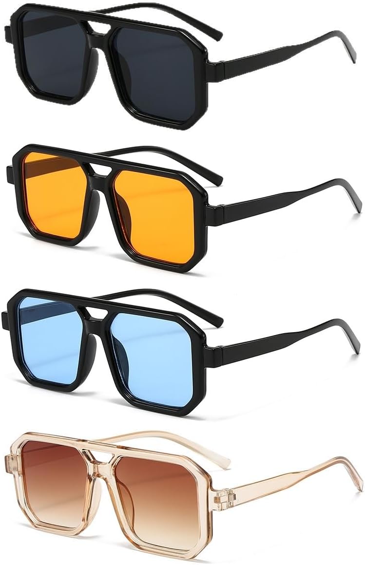 Набор из 4 ретро-солнцезащитных очков-авиаторов в стиле 70-х для женщин и мужчин, винтажные солнцезащитные очки с плоской оправой, модные солнцезащитные очки ISIUINN, Black+orange+blue+champagne
Набор из 4 ретро-солнцезащитных очков-авиаторов в стиле 70-х для женщин и мужчин, винтажные солнцезащитные очки с плоской оправой, модные солнцезащитные очки ISIUINN, Black+orange+blue+champagne