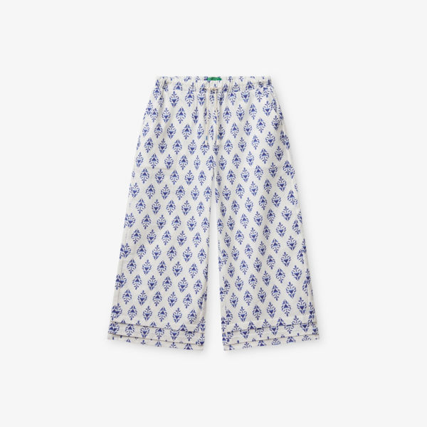 Брюки широкие Benetton с принтом, синий 
Брюки широкие Benetton с принтом, синий