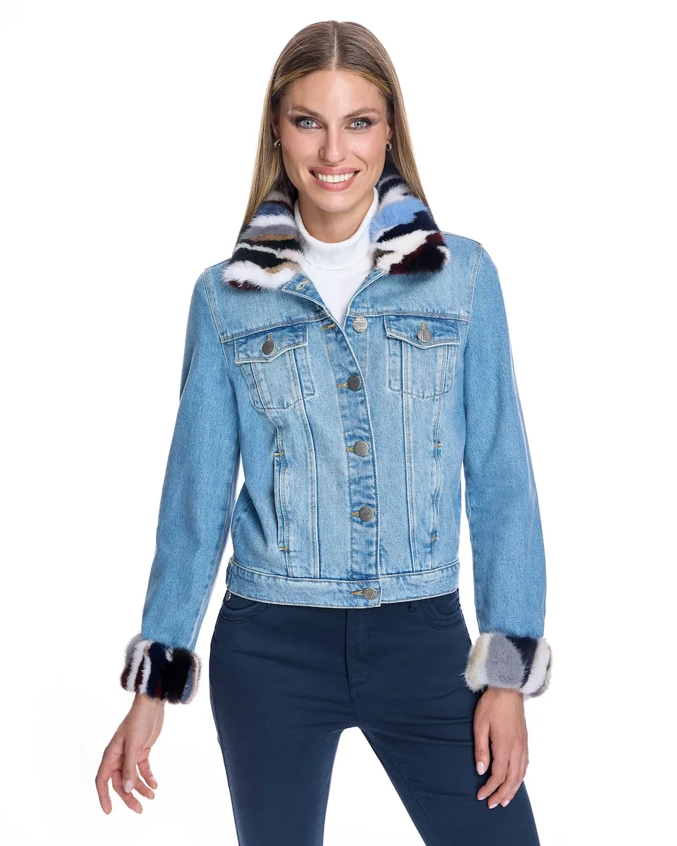 Женская джинсовая куртка с отделкой из норки на воротнике и манжетах Maximilian, синий
Женская джинсовая куртка с отделкой из норки на воротнике и манжетах Maximilian, синий
