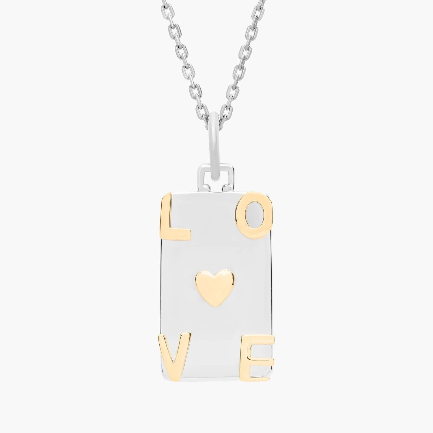 Двухцветный рельефный шарм Love из стерлингового серебра и 18-каратного желтого золота (1,3 мм) Blue Nile 
Двухцветный рельефный шарм Love из стерлингового серебра и 18-каратного желтого золота (1,3 мм) Blue Nile