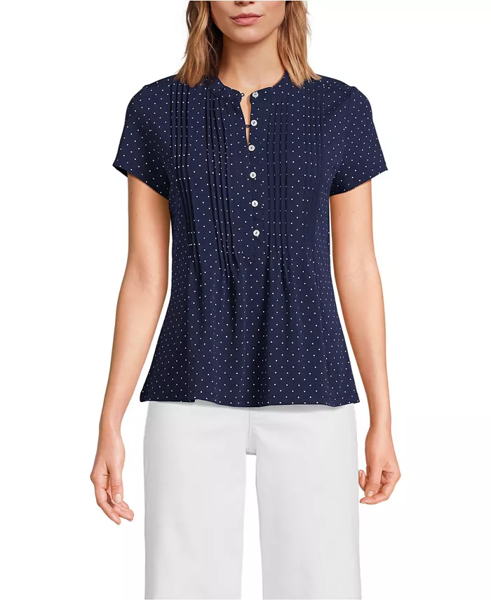 Женская легкая джерсейская блузка с защипами и пуговицами Lands' End, синий
Женская легкая джерсейская блузка с защипами и пуговицами Lands' End, синий