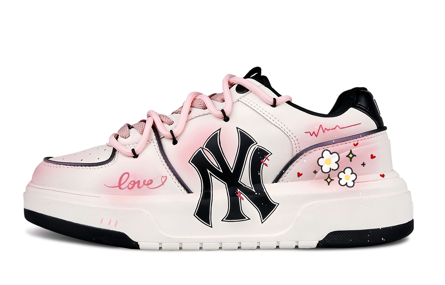 MLB Толстые кеды для скейтбординга из искусственной кожи с двумя маленькими цветочками, унисекс, розовые и белый
MLB Толстые кеды для скейтбординга из искусственной кожи с двумя маленькими цветочками, унисекс, розовые и белый