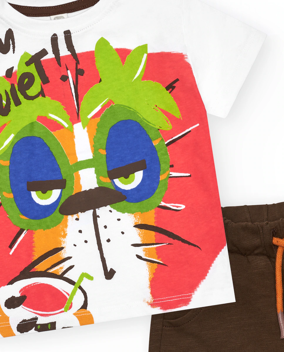 Детский комплект для мальчика: футболка с тигром и однотонные бермуды Tuc tuc, белый
Детский комплект для мальчика: футболка с тигром и однотонные бермуды Tuc tuc, белый