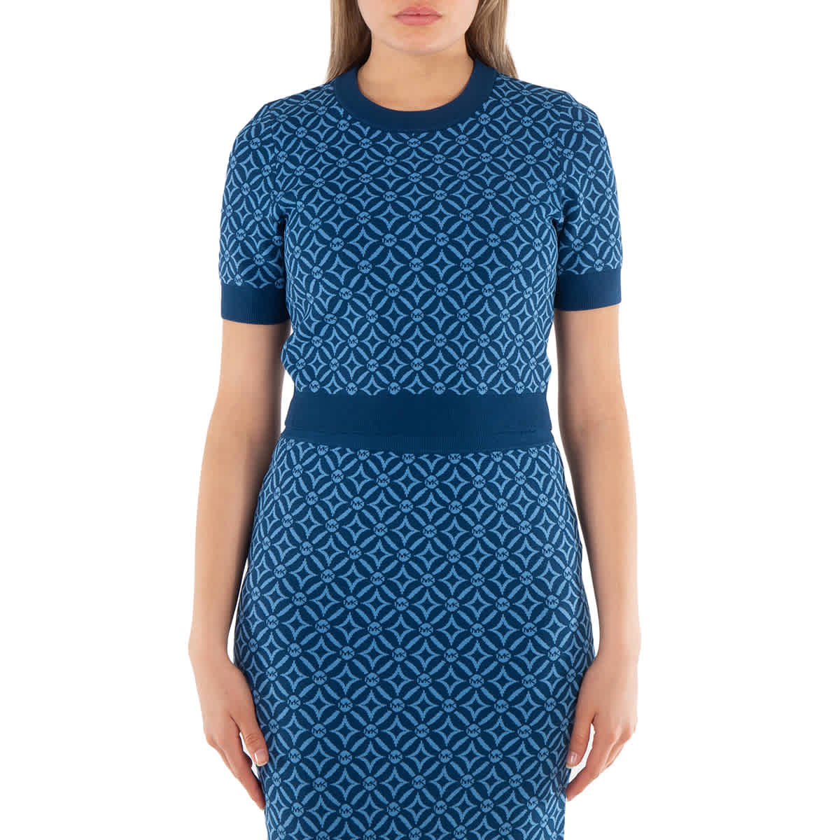 Свитер с укороченным кроем Michael Kors в технике жаккард, синий
Свитер с укороченным кроем Michael Kors в технике жаккард, синий