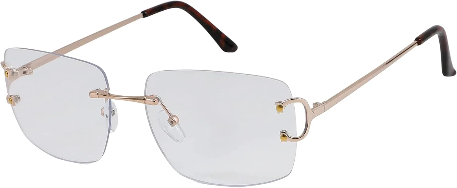 FLAWLESS EYEWEAR Ретро прямоугольные солнцезащитные очки без оправы для женщин, тонированные линзы, золотистый металлический декор, модные винтажные очки-баффы, Clear
FLAWLESS EYEWEAR Ретро прямоугольные солнцезащитные очки без оправы для женщин, тонированные линзы, золотистый металлический декор, модные винтажные очки-баффы, Clear