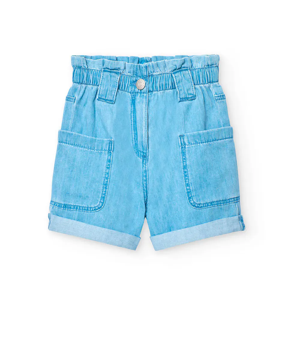 Шорты-бермуды из денима для девочек с талией «бумажный мешок» Boboli, синий
Шорты-бермуды из денима для девочек с талией «бумажный мешок» Boboli, синий