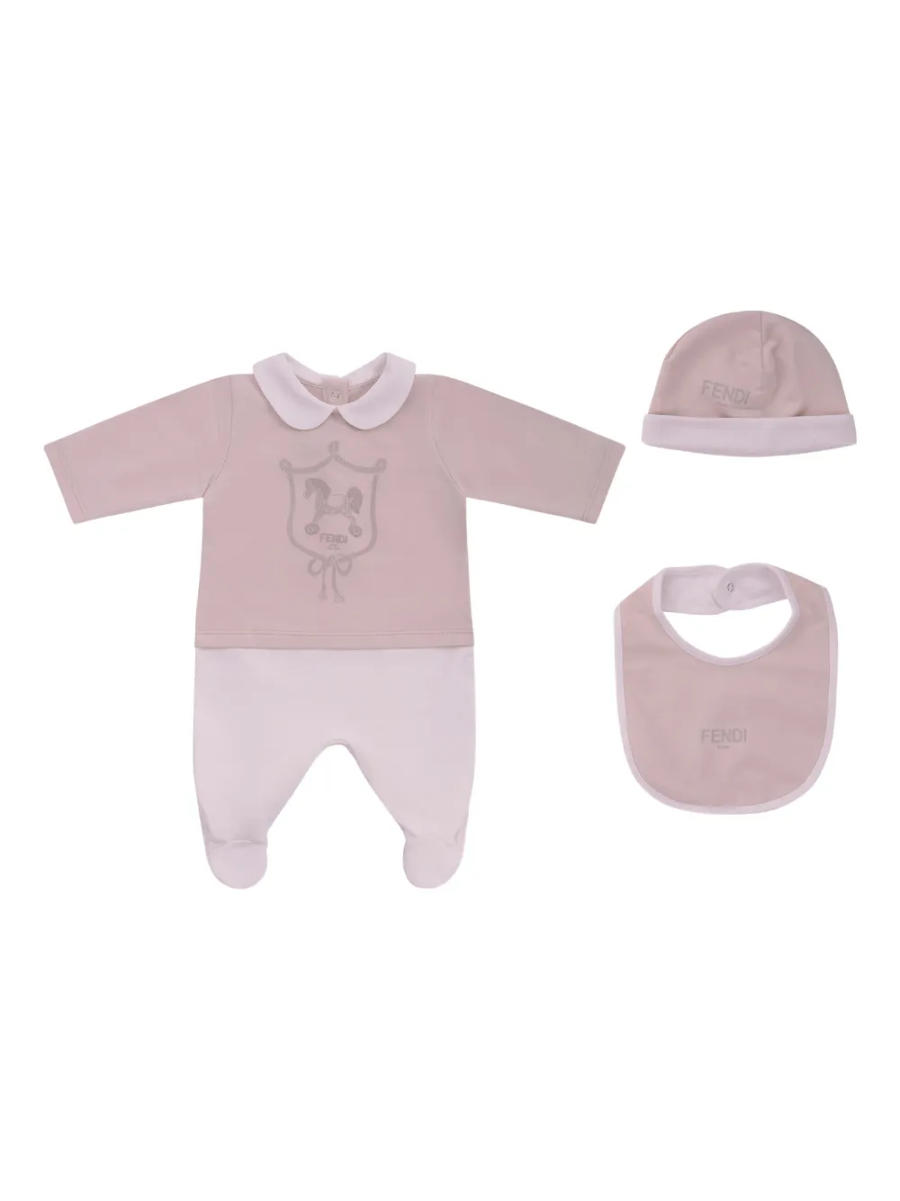 Комплект боди с логотипом Fendi Kids, розовый
Комплект боди с логотипом Fendi Kids, розовый