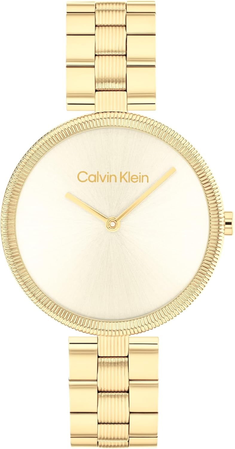 Calvin Klein Gleam - женские кварцевые часы с 2 часами, нержавеющая сталь, водонепроницаемость 3 атм/30 метров, элегантность, неподвластная времени, для повседневного образа жизни, корпус 32 мм, Gold Plated, Позолоченный, Calvin Klein Gleam - женские квар
Calvin Klein Gleam - женские кварцевые часы с 2 часами, нержавеющая сталь, водонепроницаемость 3 атм/30 метров, элегантность, неподвластная времени, для повседневного образа жизни, корпус 32 мм, Gold Plated, Позолоченный, Calvin Klein Gleam - женские квар