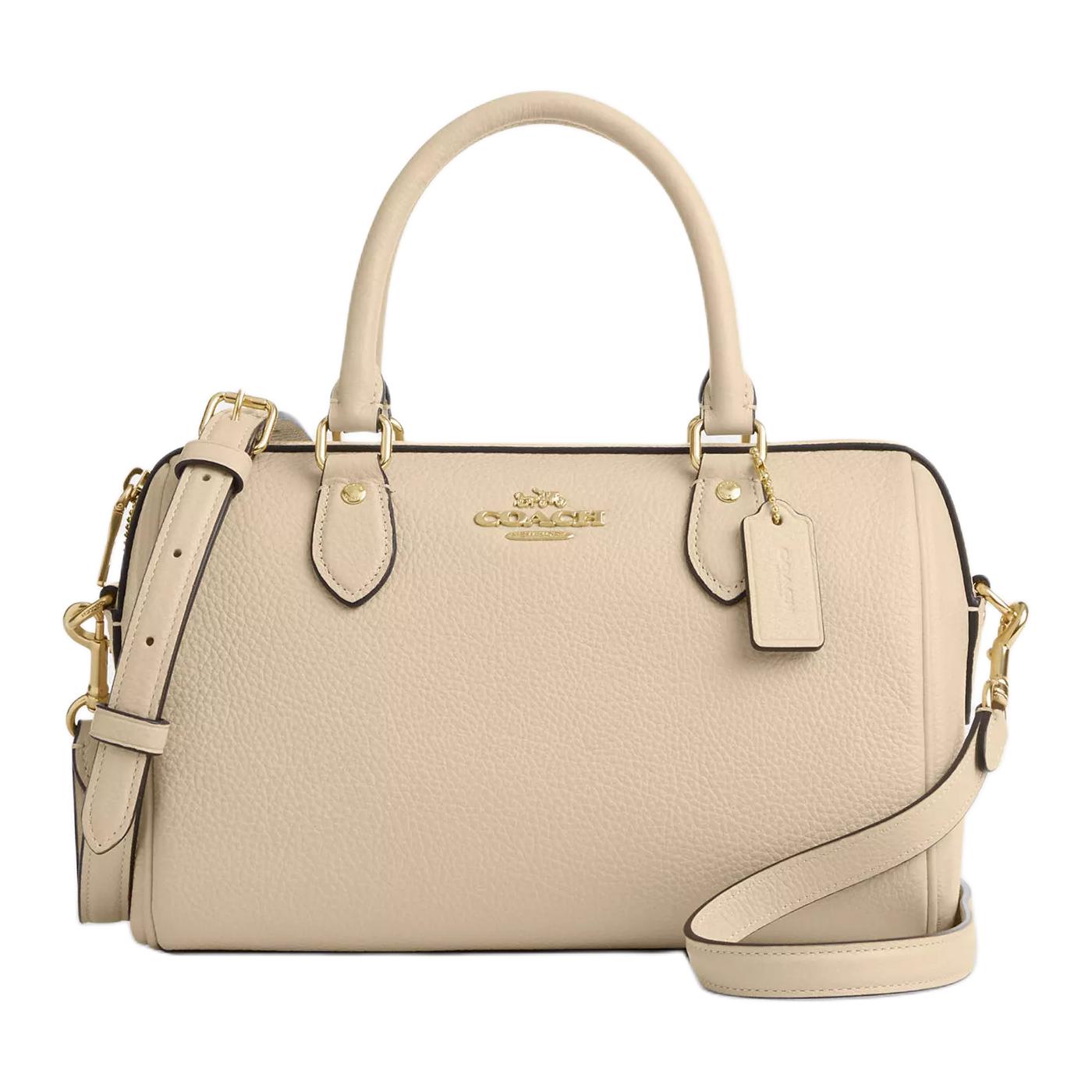 Rowan Кожаная Сумка Через Плечо, Поясная Сумка, Женская Сумка Среднего Размера Цвет Слоновая Кость COACH