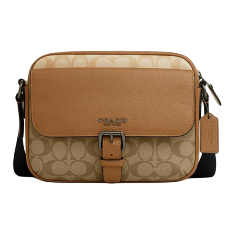 COACH Кожаная сумка через плечо среднего размера мужская светло-седловидная коричневая 
COACH Кожаная сумка через плечо среднего размера мужская светло-седловидная коричневая