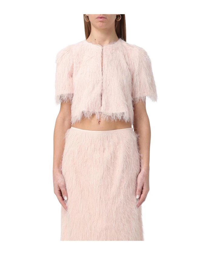 Укороченный пушистый кардиган Twinset, розовый
Укороченный пушистый кардиган Twinset, розовый