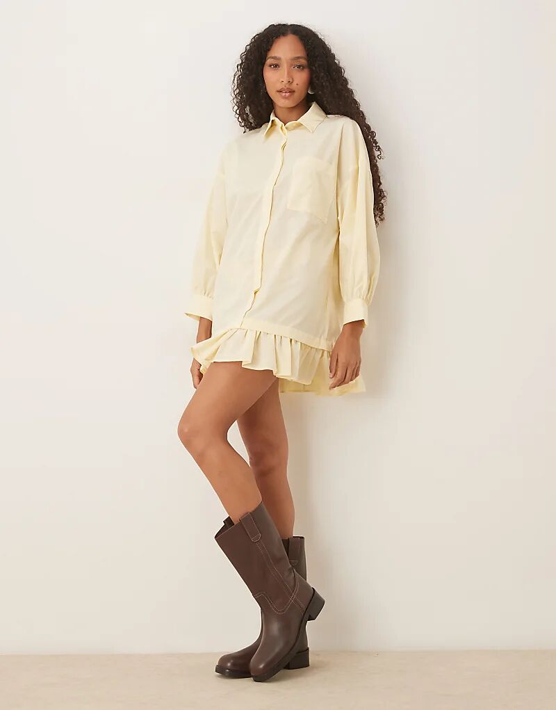 Платье-рубашка мини с длинными рукавами и оборкой на подоле ASOS DESIGN цвета пахты
Платье-рубашка мини с длинными рукавами и оборкой на подоле ASOS DESIGN цвета пахты