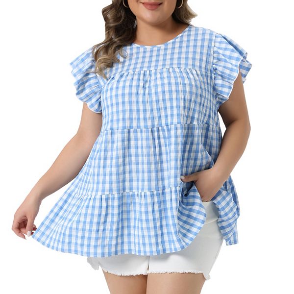 Блуза женская plus size gingham с круглым вырезом и короткими рукавами фонарик Agnes Orinda, Blue
Блуза женская plus size gingham с круглым вырезом и короткими рукавами фонарик Agnes Orinda, Blue