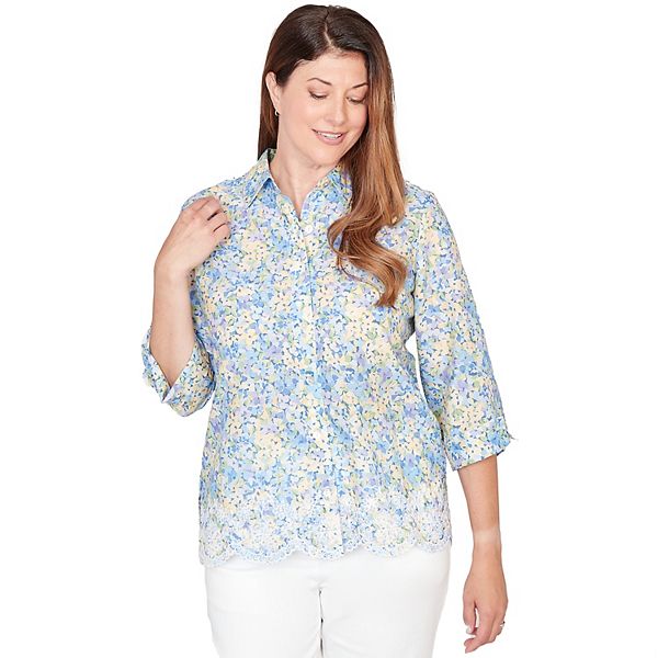 Женская блузка с вышитым цветочным бордюром Alfred Dunner
Женская блузка с вышитым цветочным бордюром Alfred Dunner