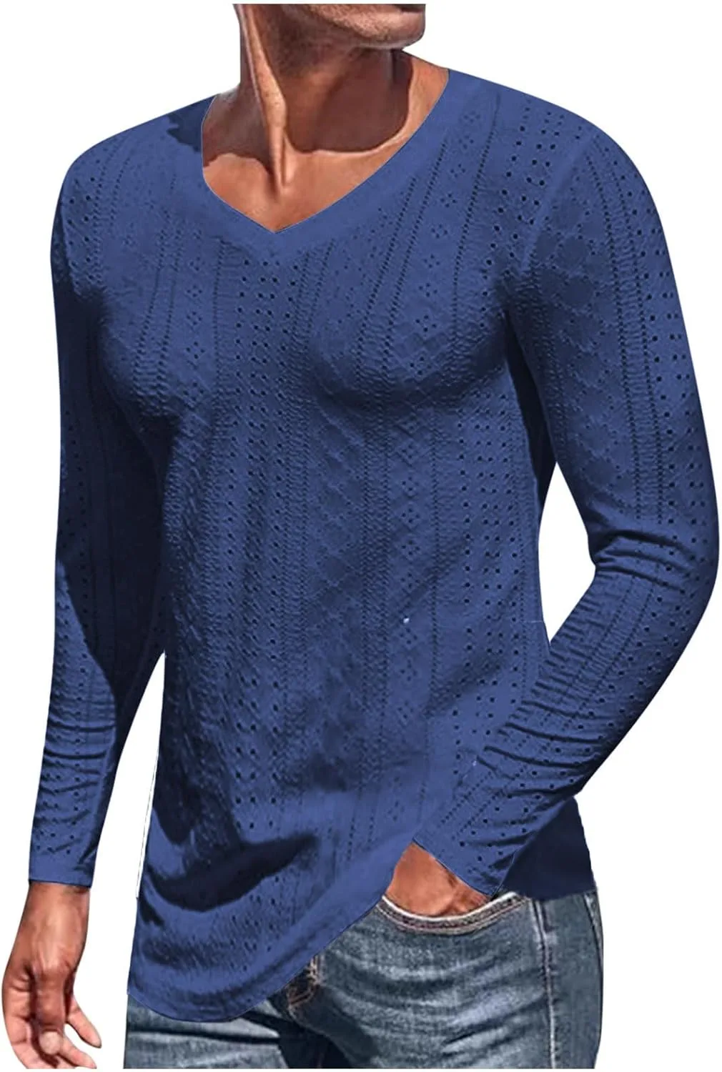 Футболка с сетчатыми вставками и V-образным вырезом, мужская, Slim Fit QUNPIU
Футболка с сетчатыми вставками и V-образным вырезом, мужская, Slim Fit QUNPIU