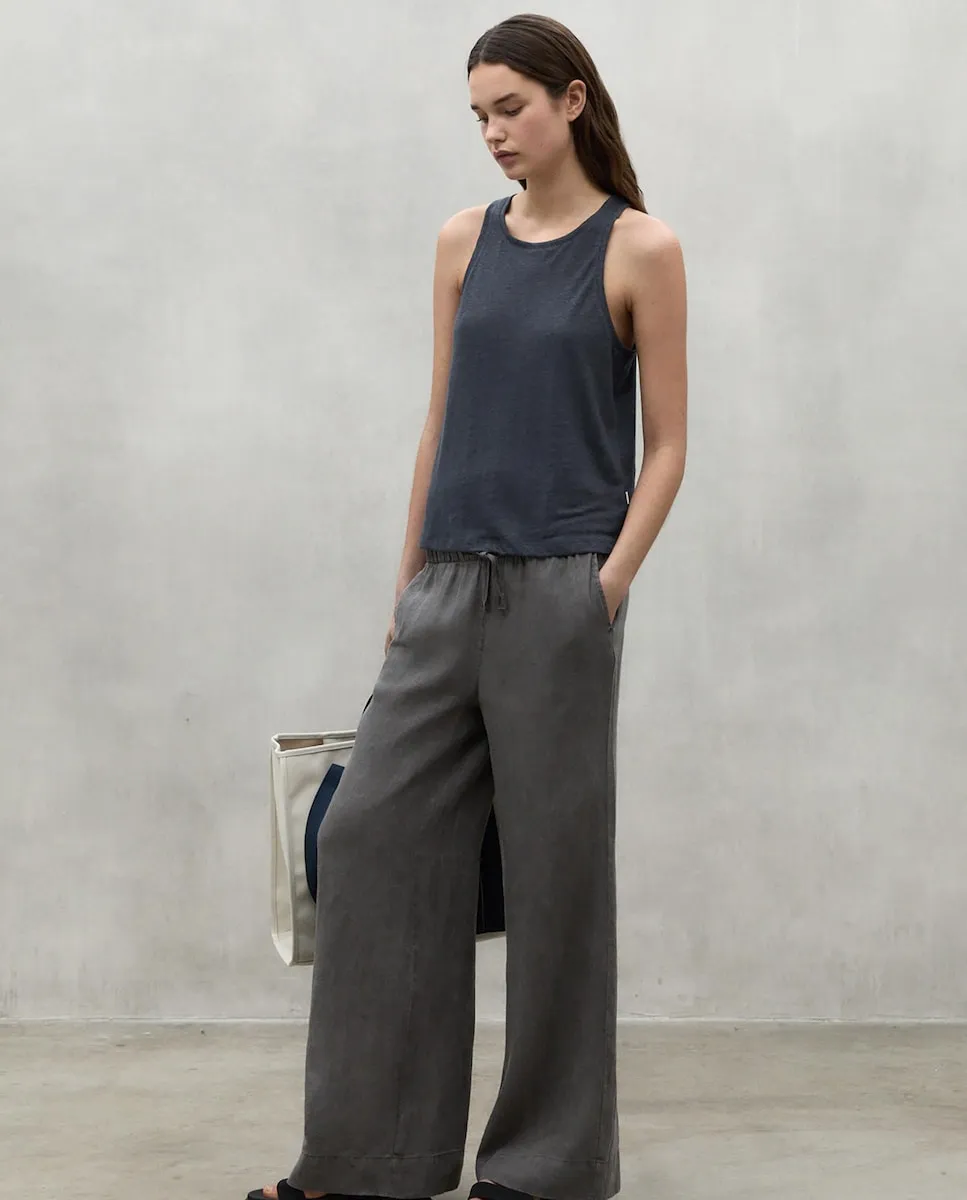 Женские палаццо брюки с резинкой на поясе и шнурком для регулировки Ecoalf, коричневый 
Женские палаццо брюки с резинкой на поясе и шнурком для регулировки Ecoalf, коричневый