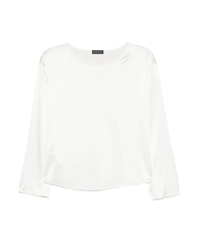 Белая шелковая блузка с длинными рукавами Emporio Armani, белый
Белая шелковая блузка с длинными рукавами Emporio Armani, белый