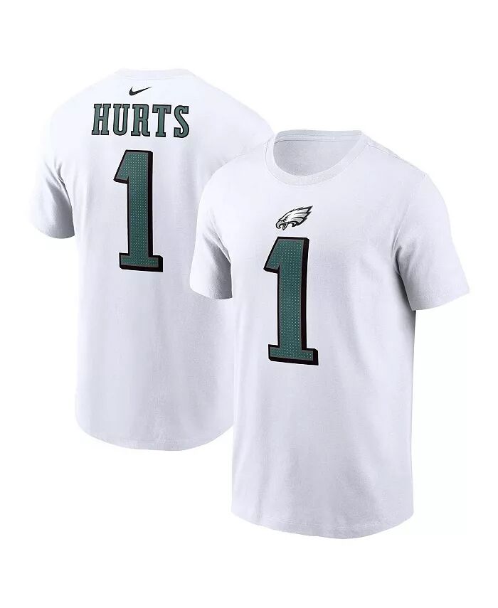 Мужская белая футболка Jalen Hurts Philadelphia Eagles с именем и номером игрока Nike
Мужская белая футболка Jalen Hurts Philadelphia Eagles с именем и номером игрока Nike