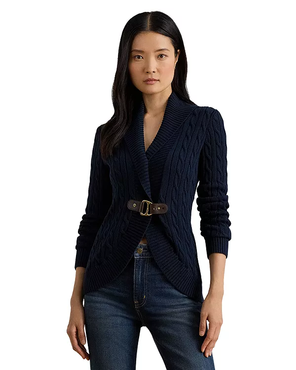 Кардиган с воротником-шалью и отделкой пряжками Ralph Lauren, синий
Кардиган с воротником-шалью и отделкой пряжками Ralph Lauren, синий