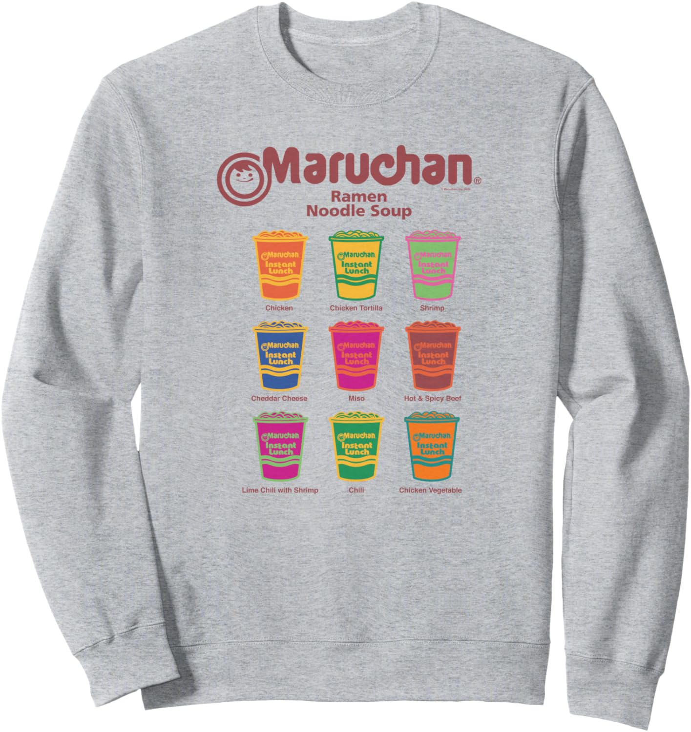 Толстовка с яркими вкусами лапши быстрого приготовления Maruchan Instant Lunch Noodle Cup Flavors Color Pop Maru-Chan, серый
Толстовка с яркими вкусами лапши быстрого приготовления Maruchan Instant Lunch Noodle Cup Flavors Color Pop Maru-Chan, серый