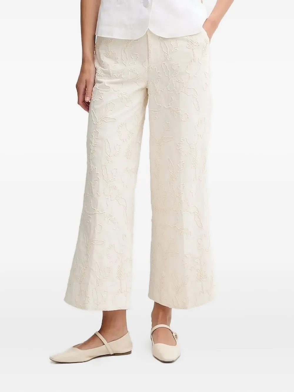 Расклешенные брюки с вышивкой Pedro Del Hierro, нейтральный 
Расклешенные брюки с вышивкой Pedro Del Hierro, нейтральный