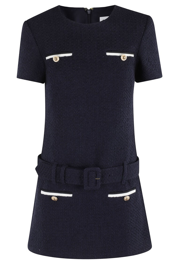 Мини-платье букле Self-Portrait, синий 
Мини-платье букле Self-Portrait, синий