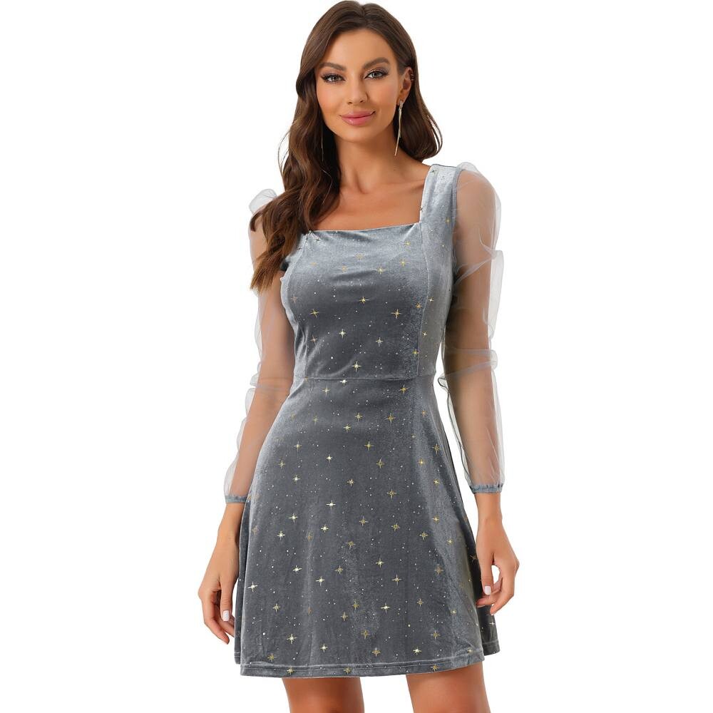 Женское сетчатое прозрачное бархатное платье для выпускного со звездами и квадратным вырезом с длинными рукавами ALLEGRA K, серый
Женское сетчатое прозрачное бархатное платье для выпускного со звездами и квадратным вырезом с длинными рукавами ALLEGRA K, серый